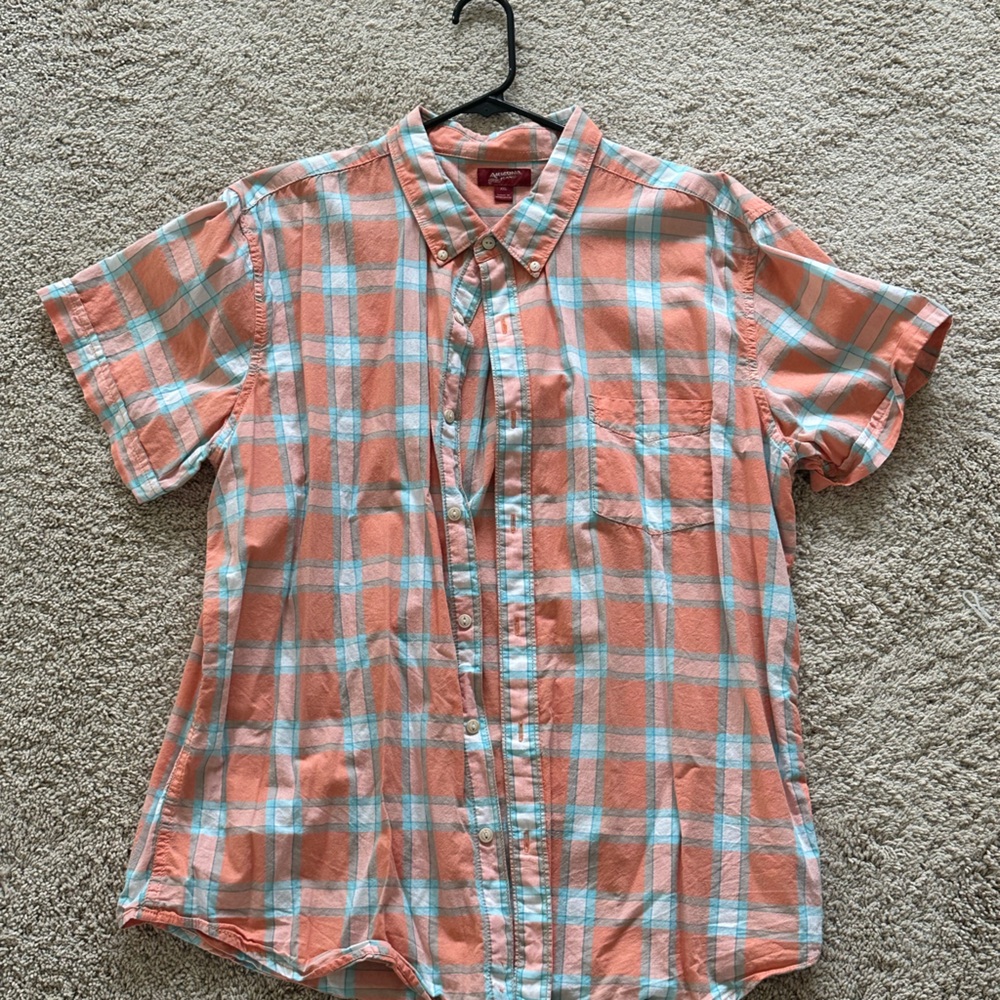 Arizona Jean Company Orange and White Casual Button Down Shirt